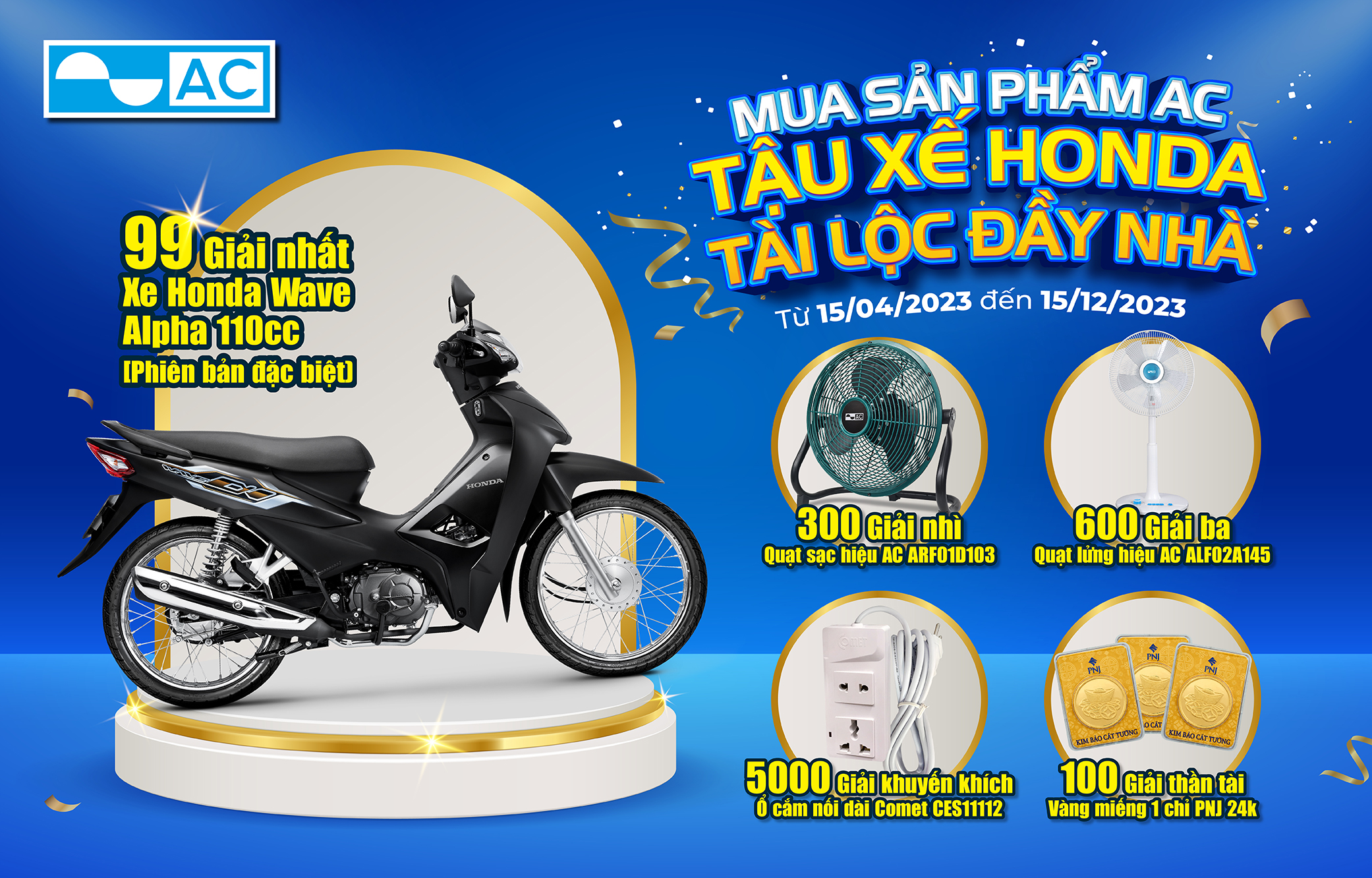 Thông báo gia hạn chương trình khuyến mại "Mua sản phẩm AC - Tậu xế Honda - Tài lộc đầy nhà" 2023